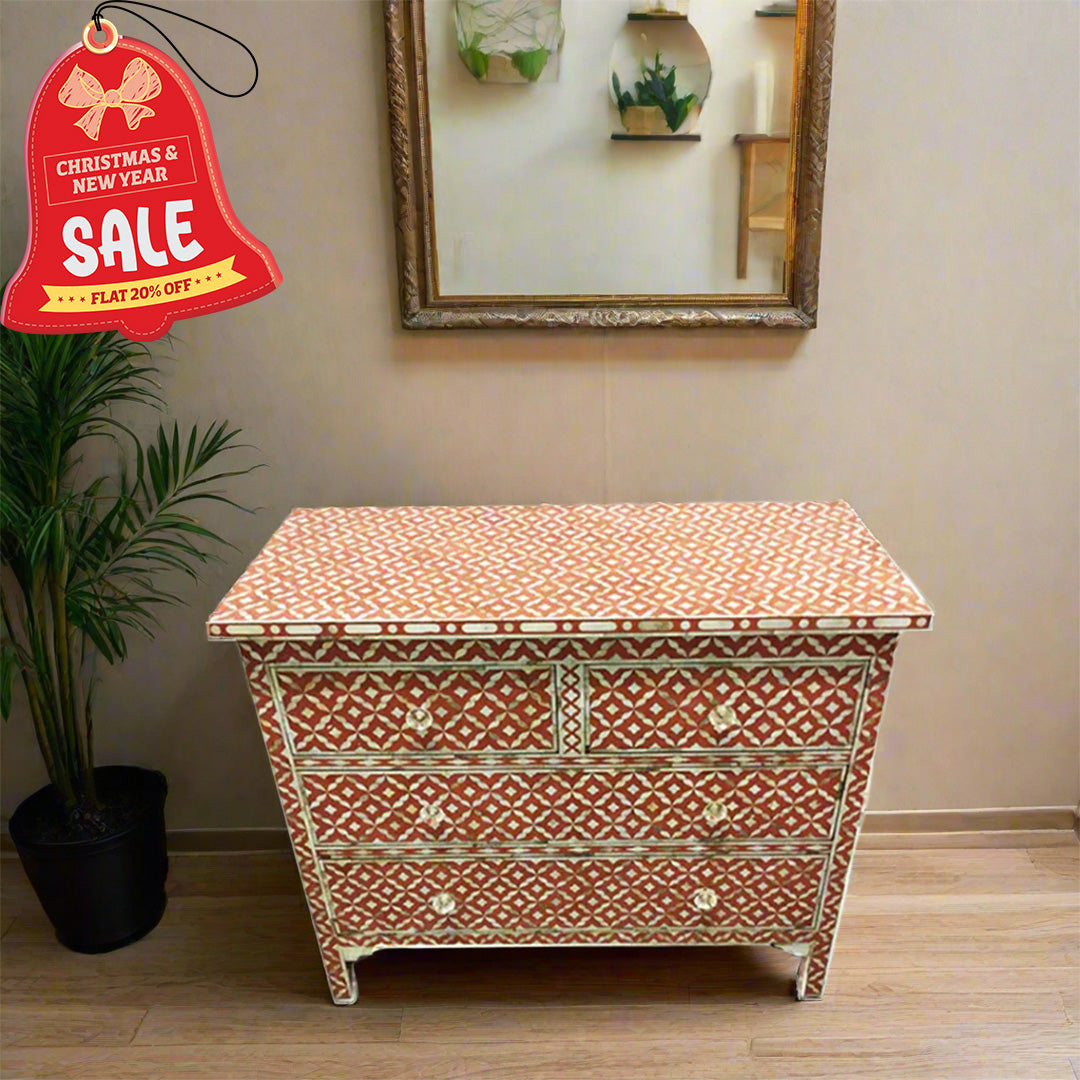 Mother Of Pearl Inlay Chest of 4 Drawers