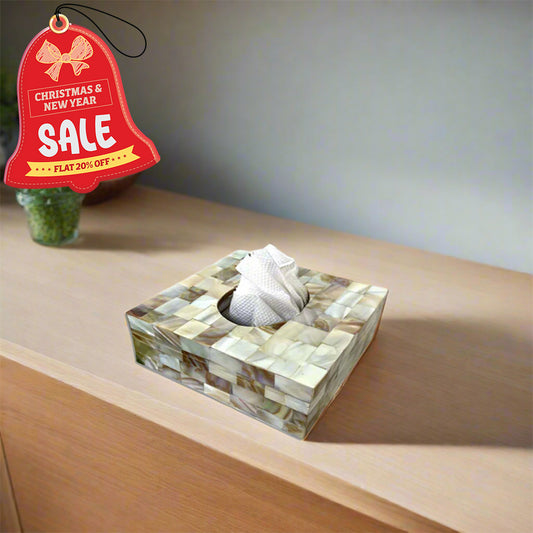 Handmade Mother of Pearl Square Shape Tissue Box