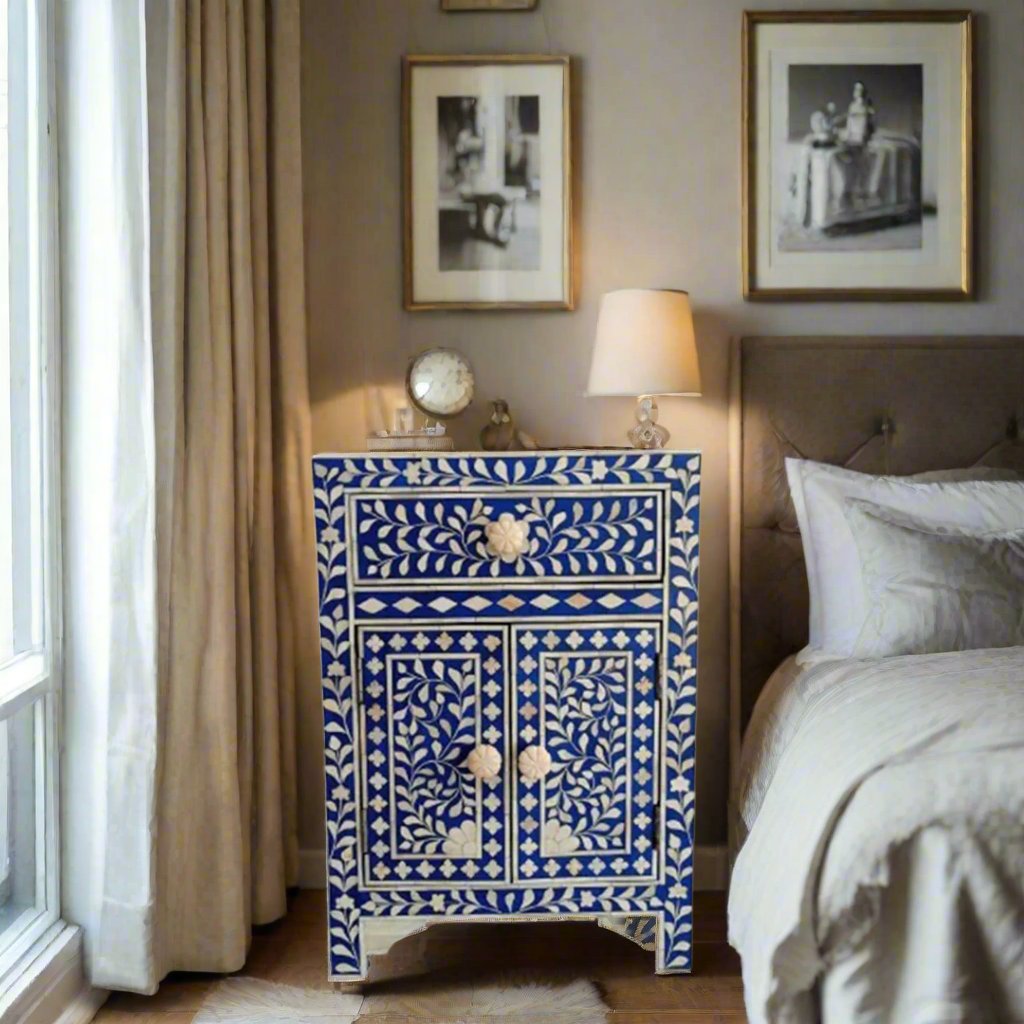 Handmade Customized Bone Inlay Bedside