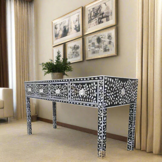 Customized Handmade Mother of Pearl 4 Drawer Console Table