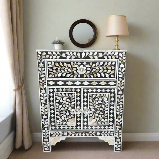 Handmade Customized Bone Inlay Bedside Table