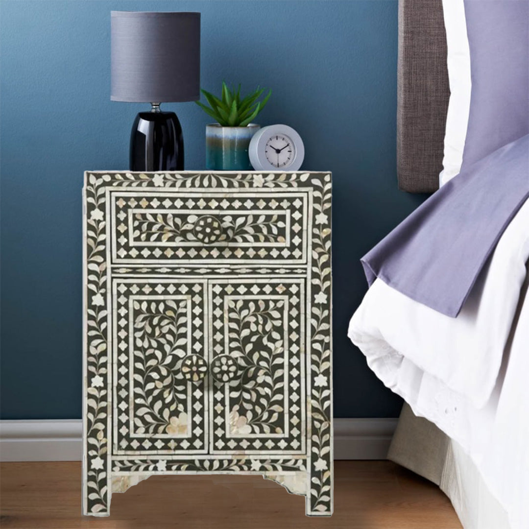 Mother Of Pearl Inlay Bedside Table