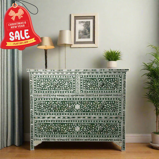 Mother Of Pearl Inlay Handmade Chest Of 4 Drawers