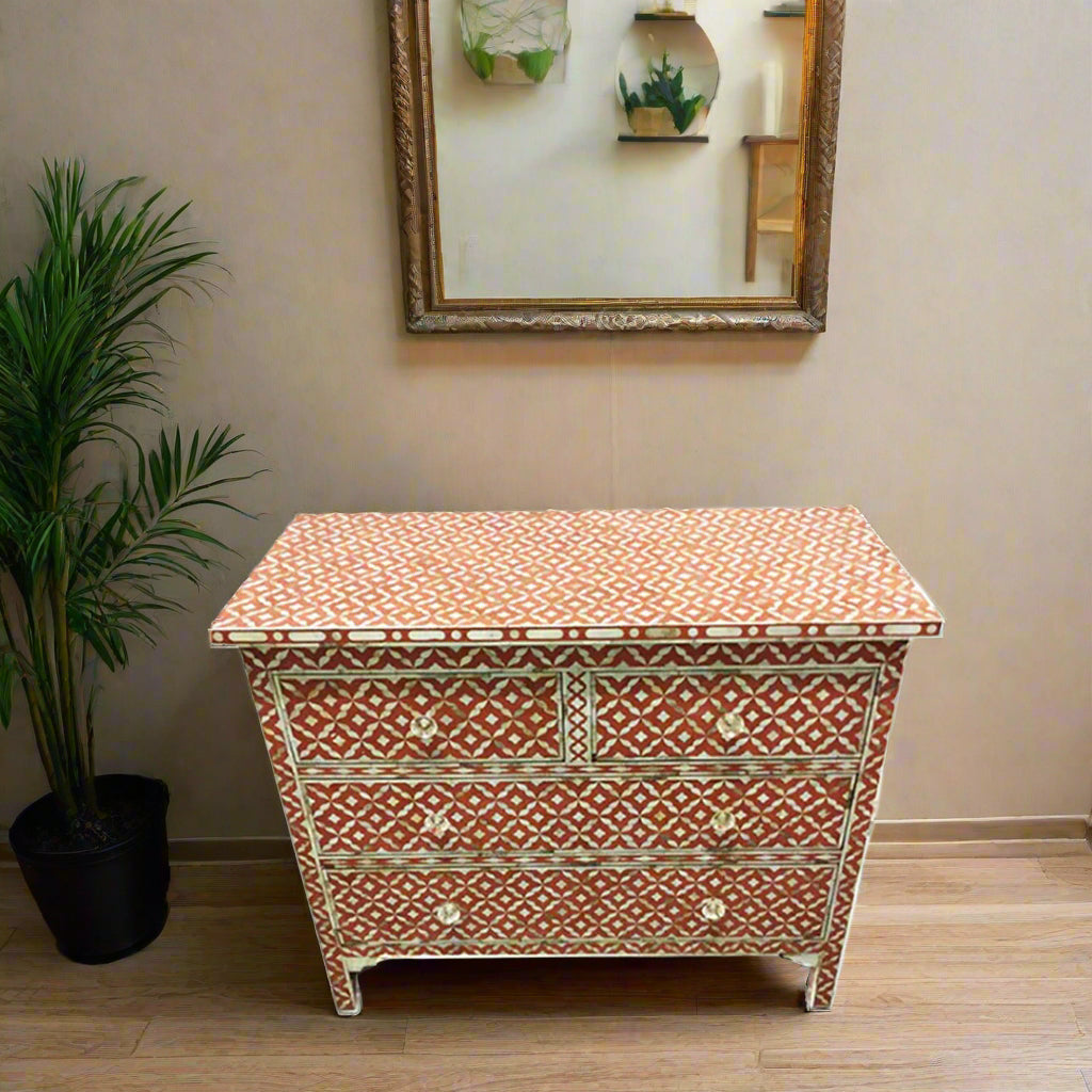 Mother Of Pearl Inlay Chest of 4 Drawers