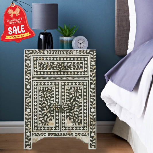 Mother Of Pearl Inlay Bedside Table