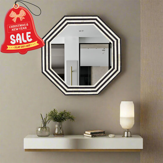 Handmade Customized Bone Inlay Hexagonal  Mirror Frame