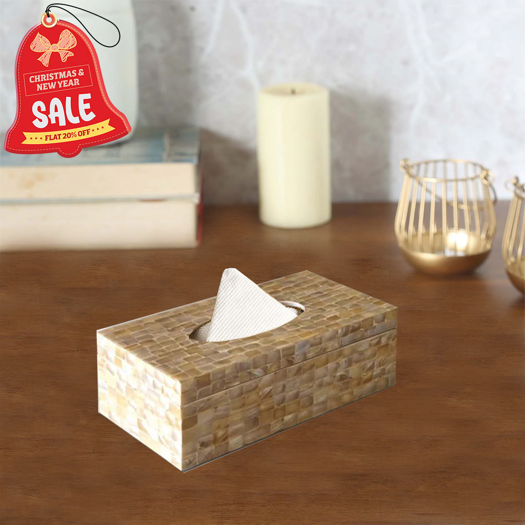 Handmade Mother of Pearl Rectangle Shape Tissue Box