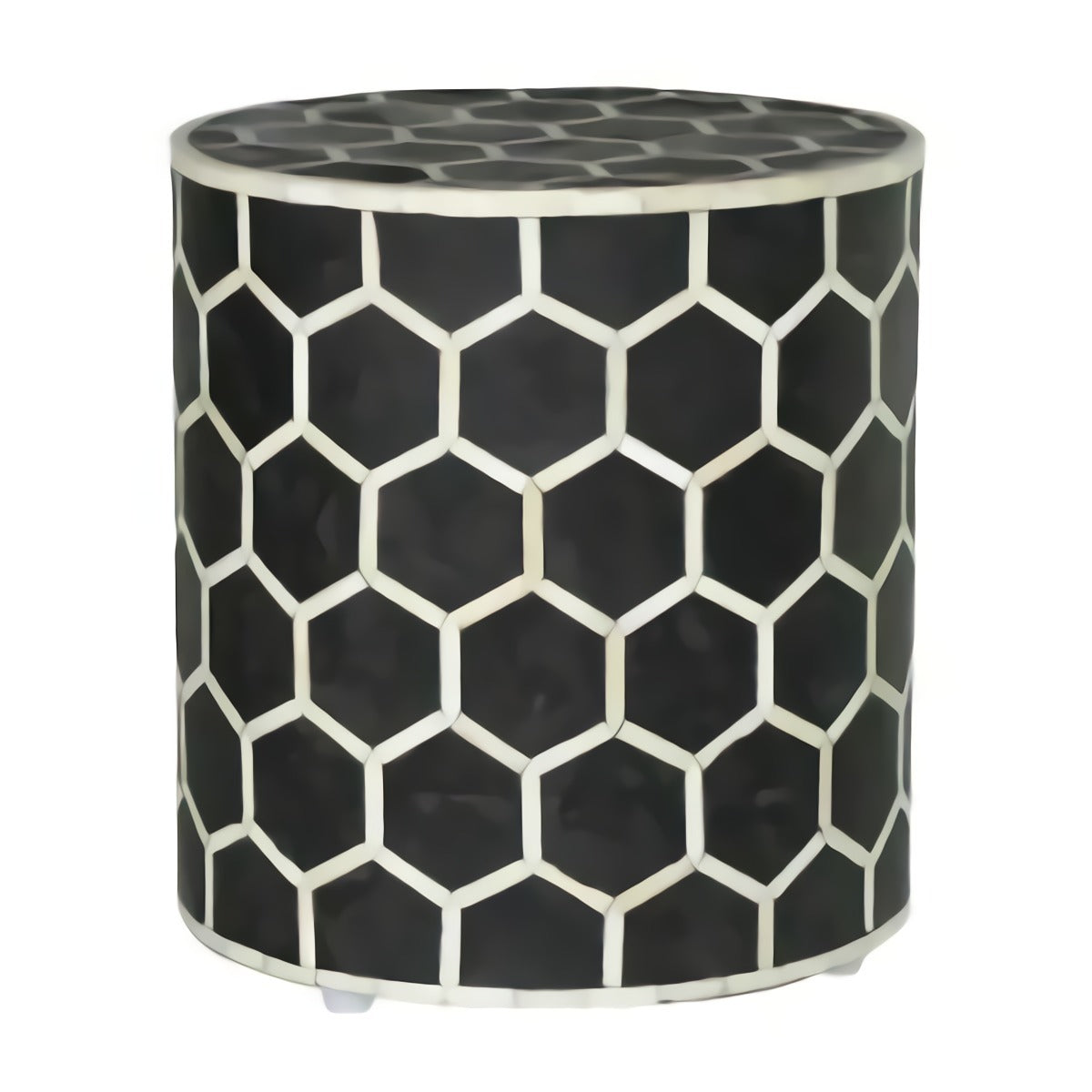 Black Bone Inlay Honeycomb Pattern Designer Handmade Personalized Stool