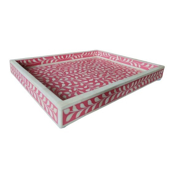 Handmade Customized Bone Inlay Floral Pattern Trays