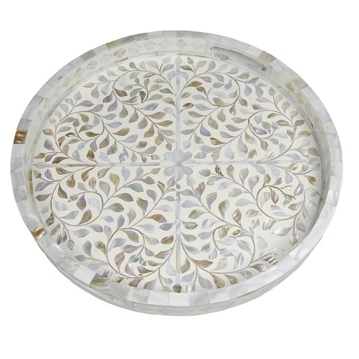 Handmade Customized Mother of Pearl Round Serving Tray