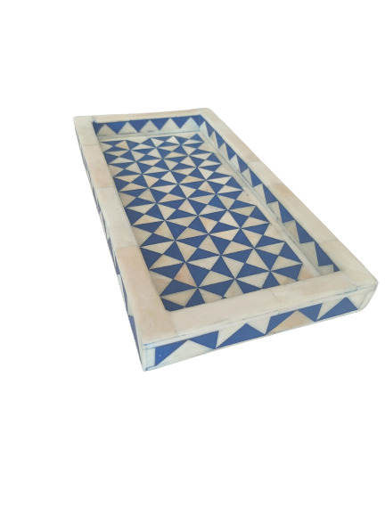 Handmade Customized Bone Inlay Geometric Pattern Serving Tray Best For Home Decor