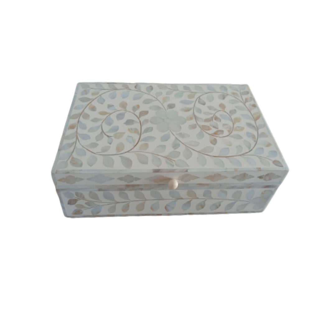 Handmade Bone Inlay Personalized Floral Pattern Jewelry Box
