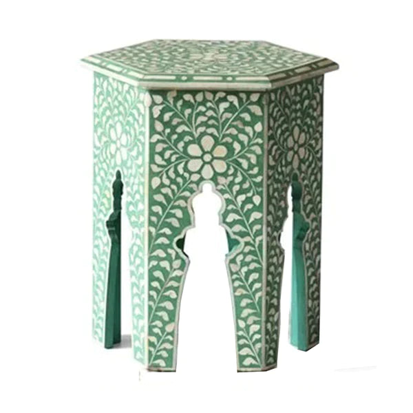Green Mother of Pearl Handmade Vintage Antique Personalized Stool for Decor