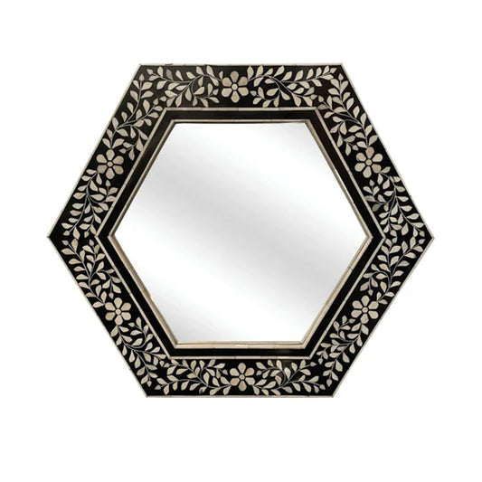 Handmade Customized Bone Inlay Hexagonal  Mirror Frame