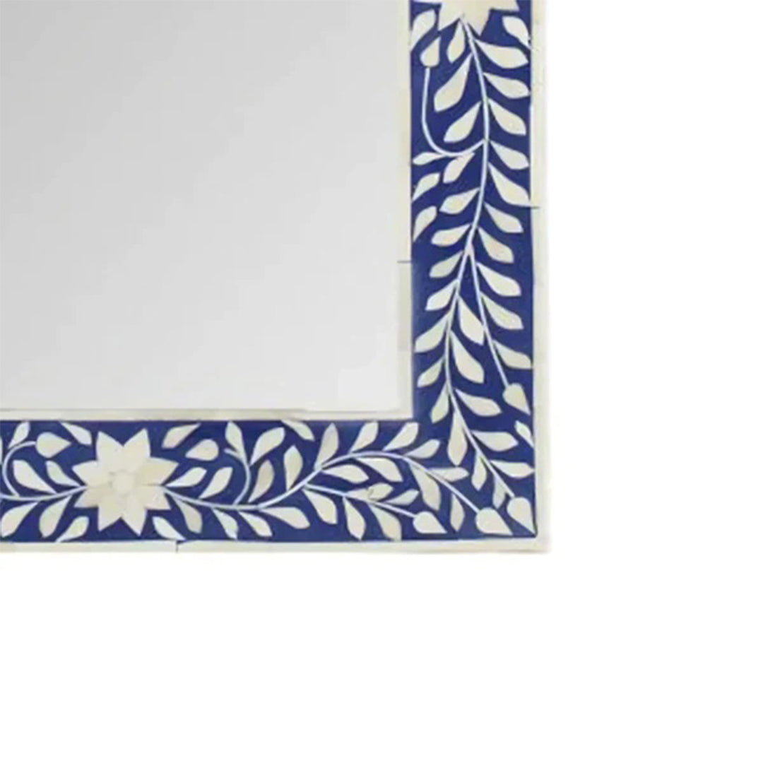 Bone Inlay Blue Floral Mirror Frames with Complimentary Mirror