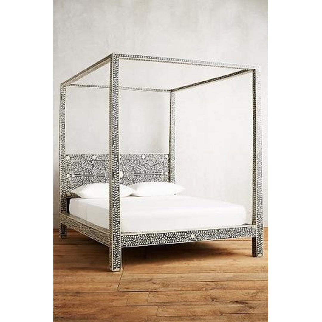 Bone Inlay Four Poster Bed head