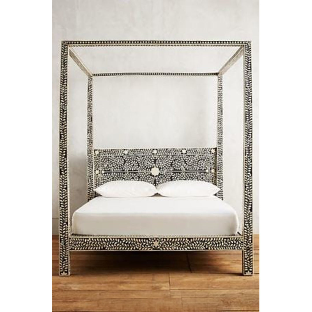 Bone Inlay Four Poster Bed head