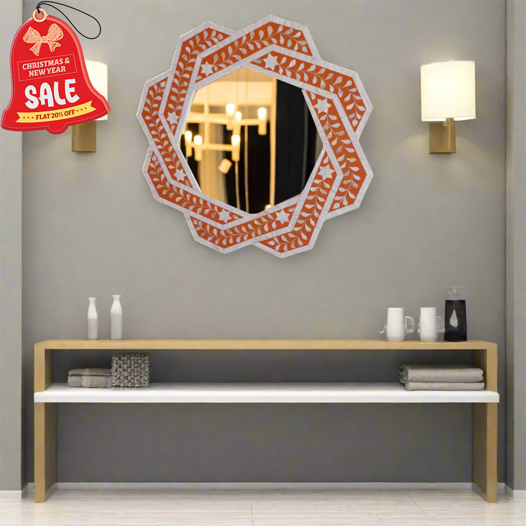 Handmade Customized Mother of Pearl Hexagonal Mirror Frame