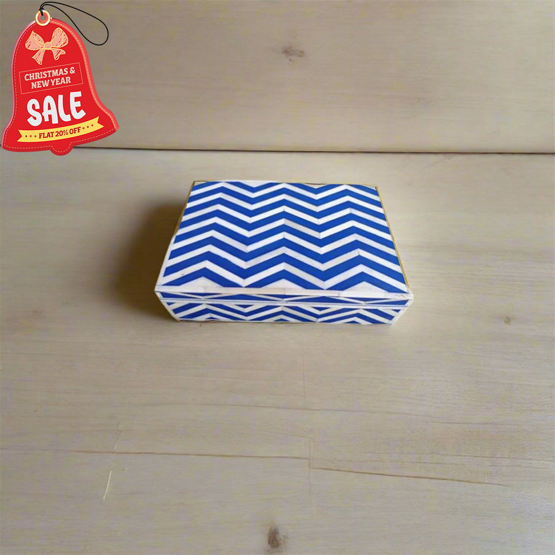 Handmade Customized Bone Inlay Chevron Pattern Jewelry Box