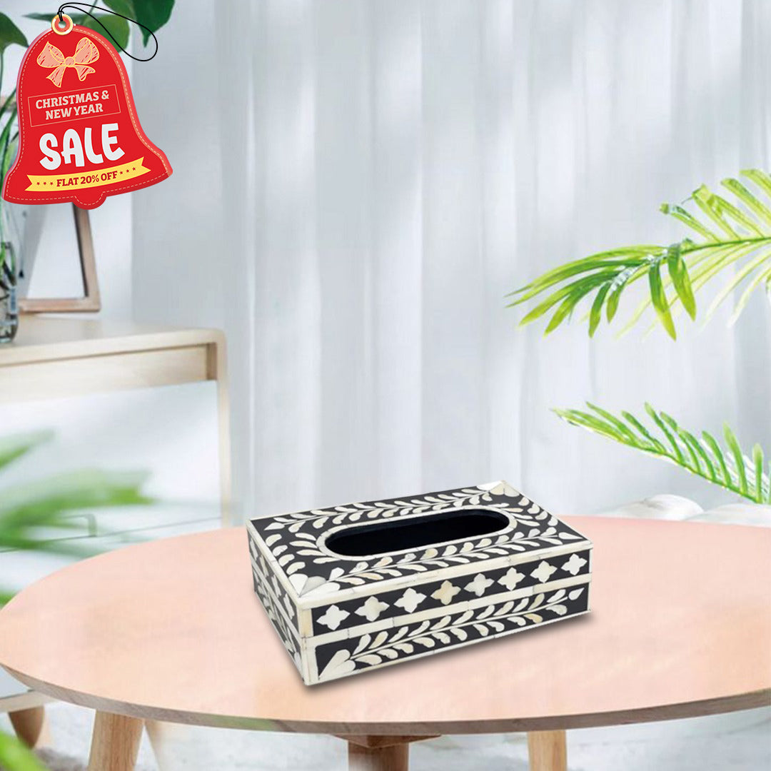 Handmade Customised Bone Inlay Floral Pattern Tissue Paper Box