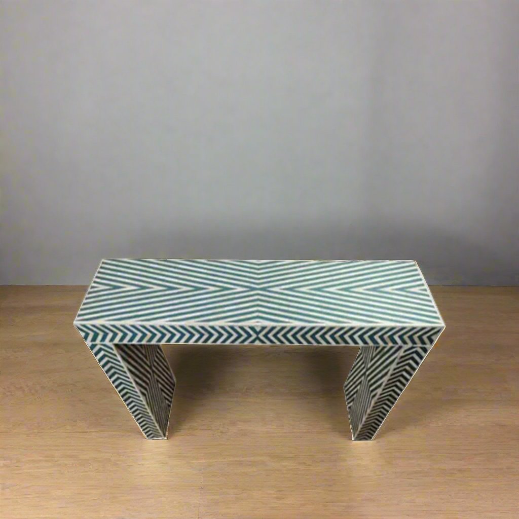 Handmade Customized Bone Inlay Chevron Pattern Console