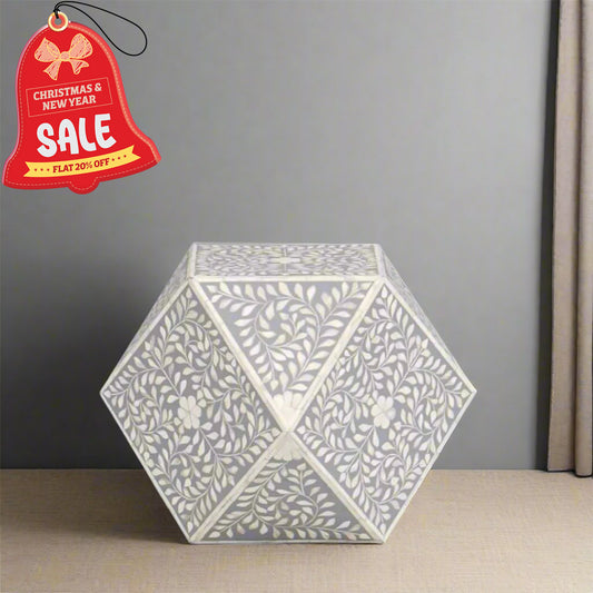 Handmade Diamond Shape Bone Inlay Stool Best For Home And Office