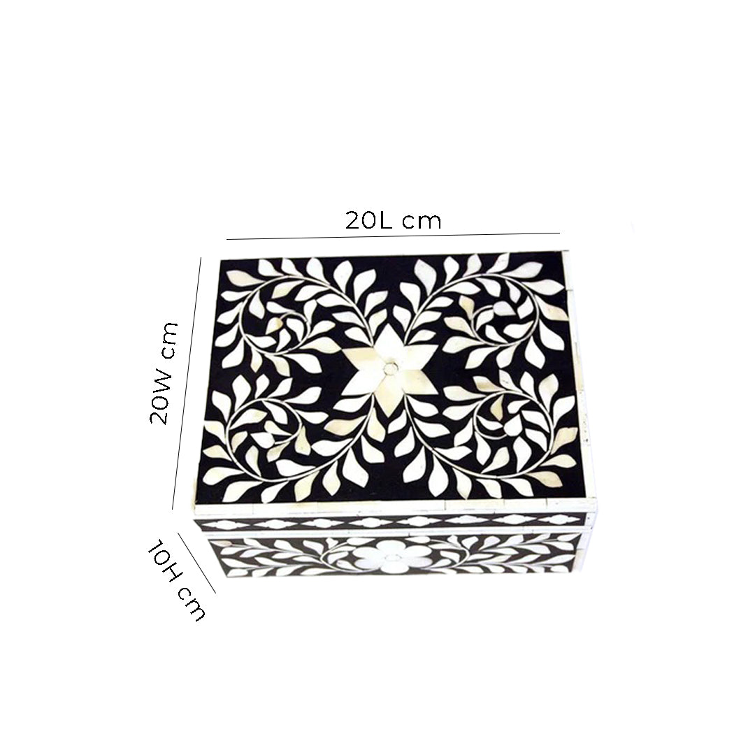 Handmade Customized Bone Inlay Leaf Pattern Jewelry Box
