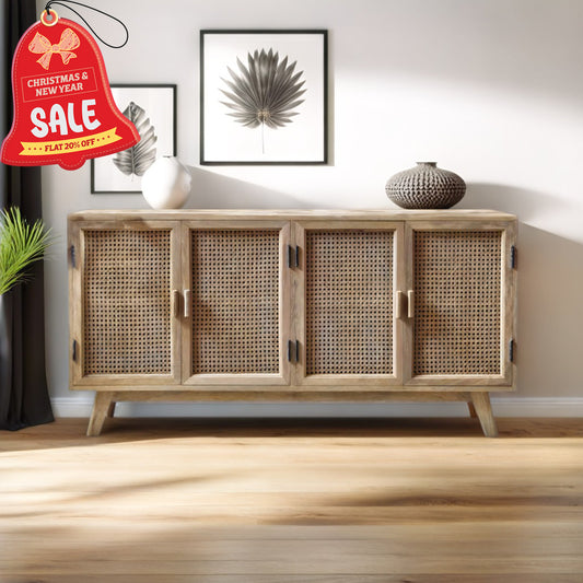 Handcrafted Four Door Wooden Sideboard