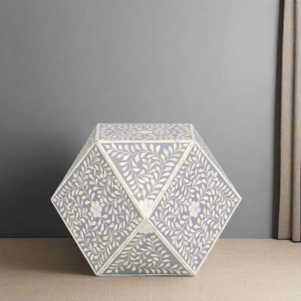 Handmade Diamond Shape Bone Inlay Stool Best For Home And Office