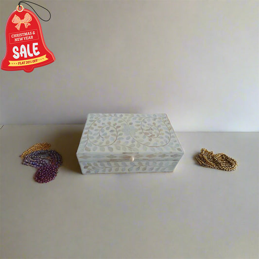 Handmade Bone Inlay Personalized Floral Pattern Jewelry Box