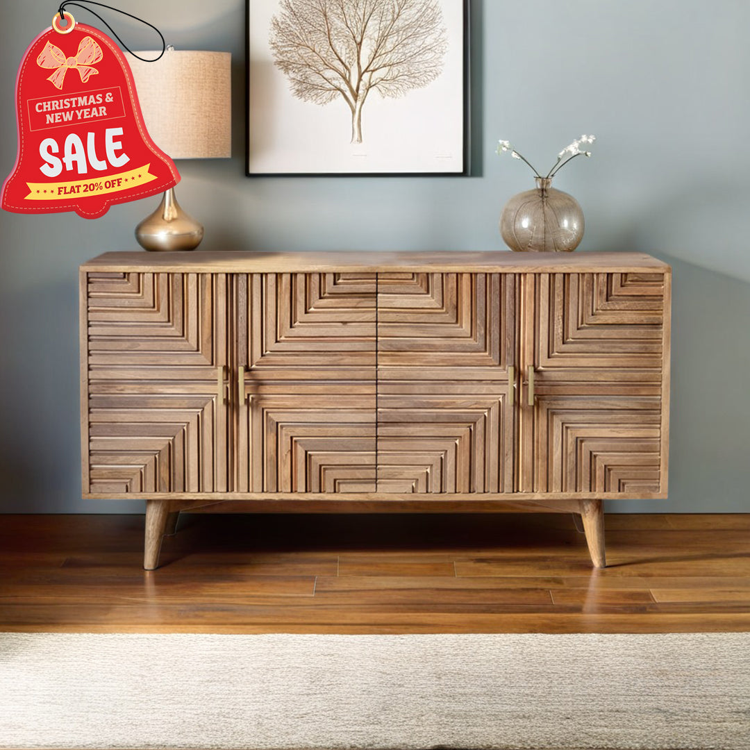 Handcrafted Four Door Wooden Sideboard