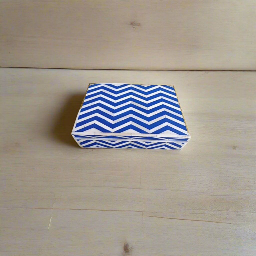 Handmade Customized Bone Inlay Chevron Pattern Jewelry Box