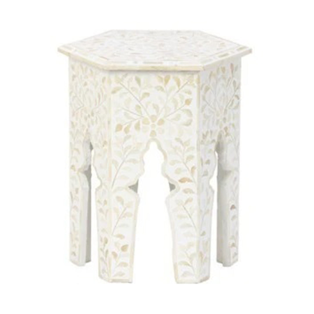Handmade White Mother of Pearl Antique Vintage Personalized Handmade Stool