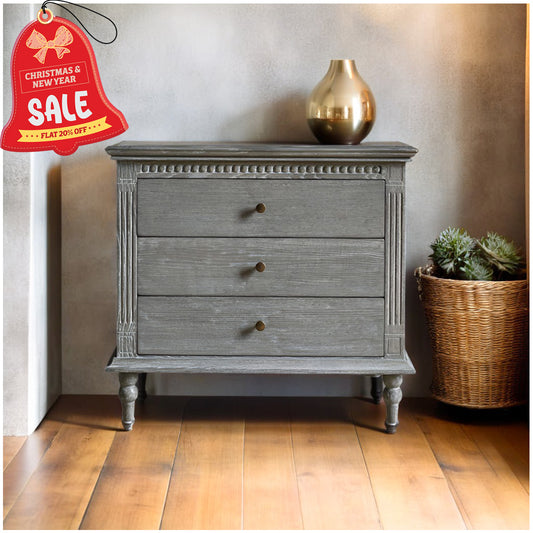 Handcrafted Wooden Grey Chest Of Drawer