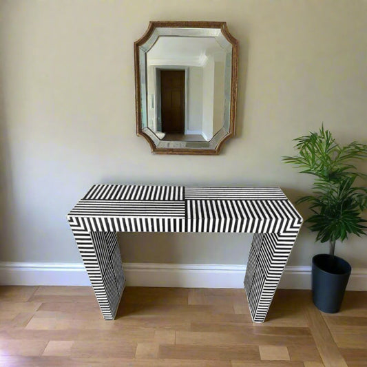 Handmade Bone Inlay Black and White Vintage Handmade Antique Console Table for Home and Office decor