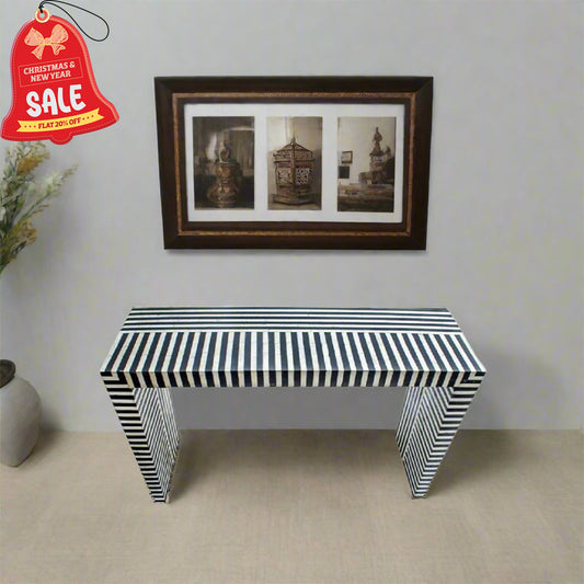 Handmade Customized Bone Inlay Zebra Pattern Console Table