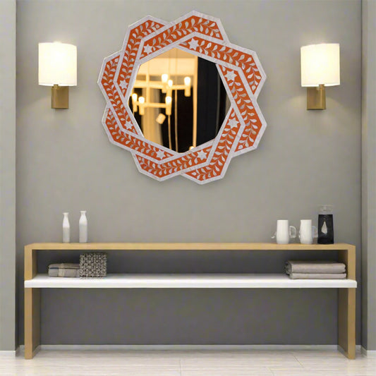 Handmade Customized Mother of Pearl Hexagonal Mirror Frame