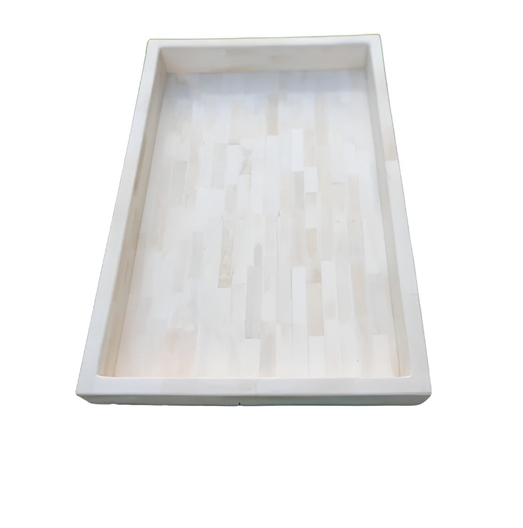 Handmade Bone Inlay Tray - White