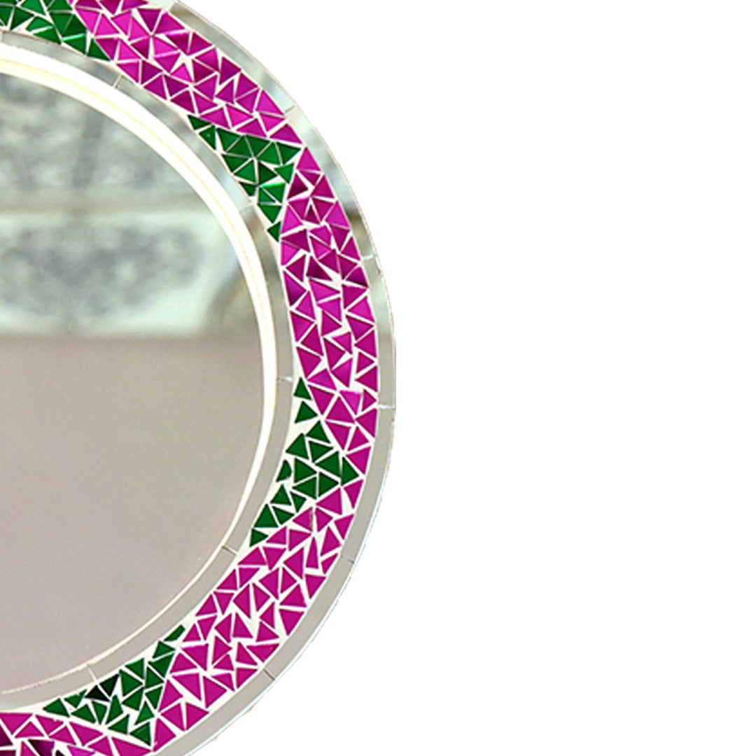 Beautiful Handmade Decorative Round Glass Mirror Inlay/ Thikri Art