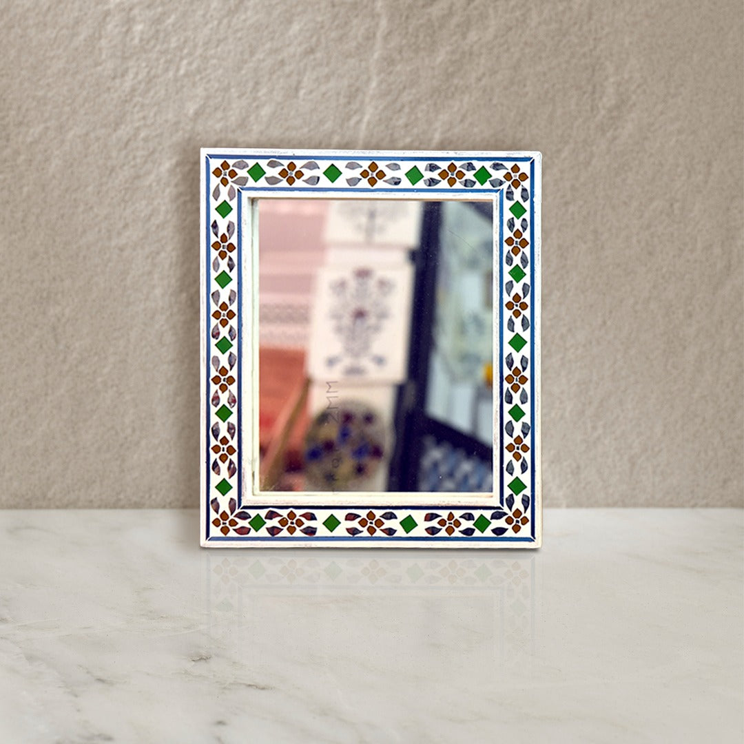 Beautiful Handmade Decorative Rectangle Glass Mirror Inlay/ Thikri Art