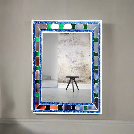 Beautiful Handmade Decorative Rectangle Glass Mirror with Thikri Art Inlay