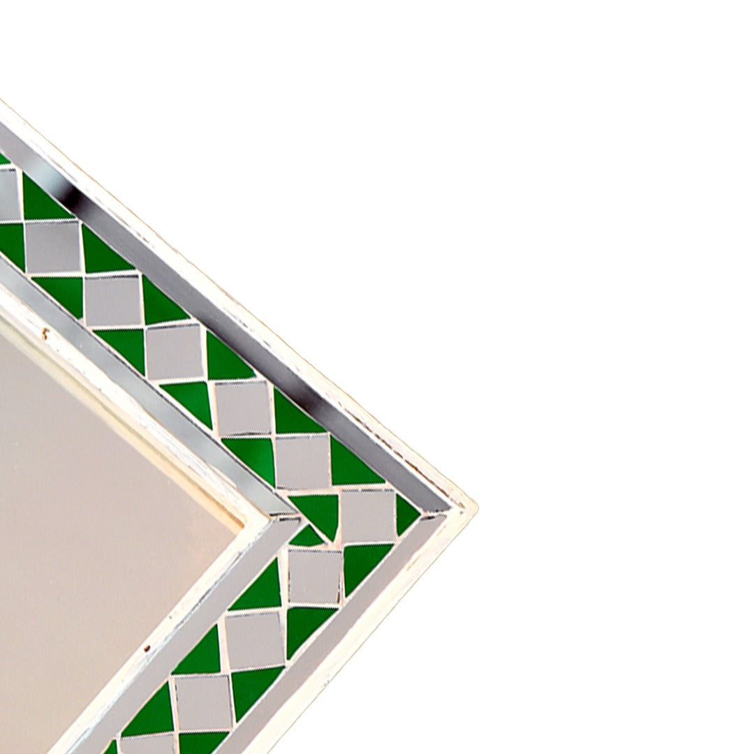 Beautiful Handmade Decorative Rectangle Glass Mirror Inlay/ Thikri Art