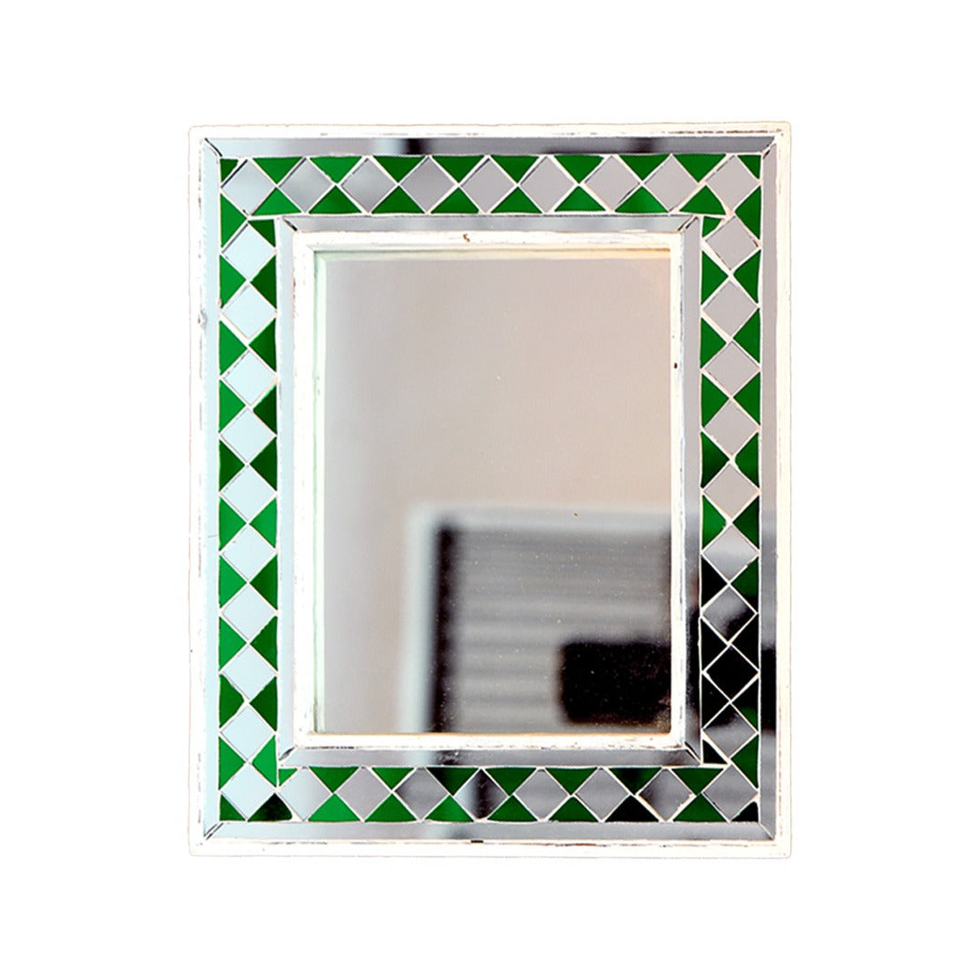 Beautiful Handmade Decorative Rectangle Glass Mirror Inlay/ Thikri Art