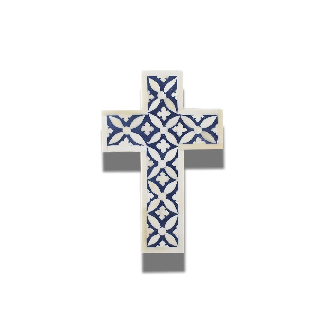 Bone Inlay Cross Geometric patterns Well cross - (Blue)