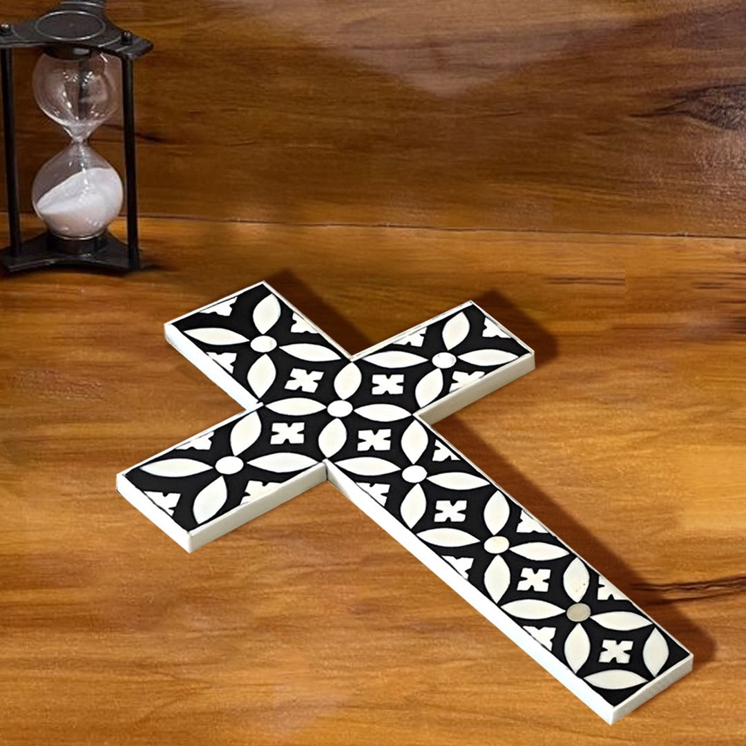 Bone Inlay Cross Geometric patterns Well cross - (Black)