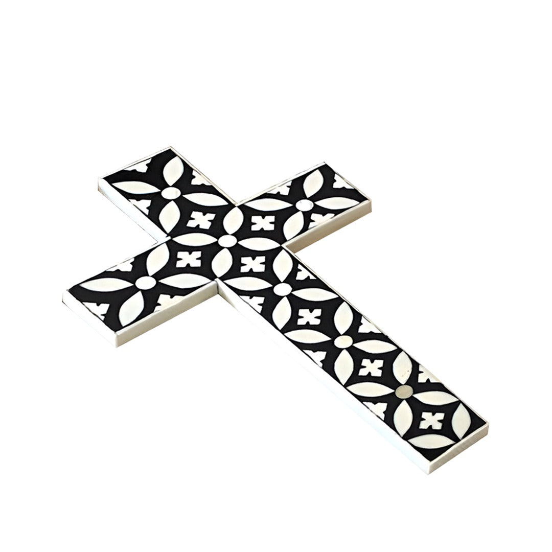 Bone Inlay Cross Geometric patterns Well cross - (Black)