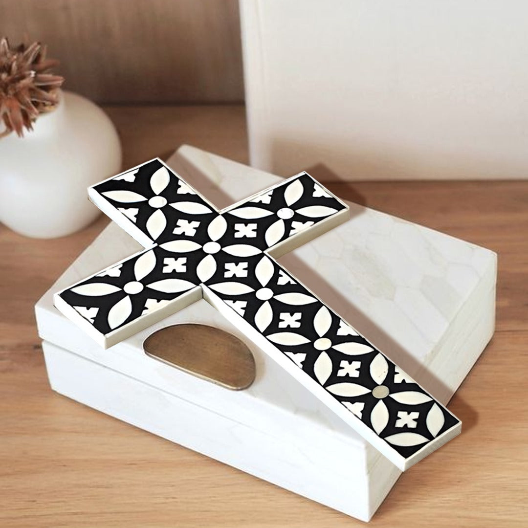 Bone Inlay Cross Geometric patterns Well cross - (Black)