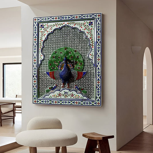 Tikri Glass Peacock Wall Art