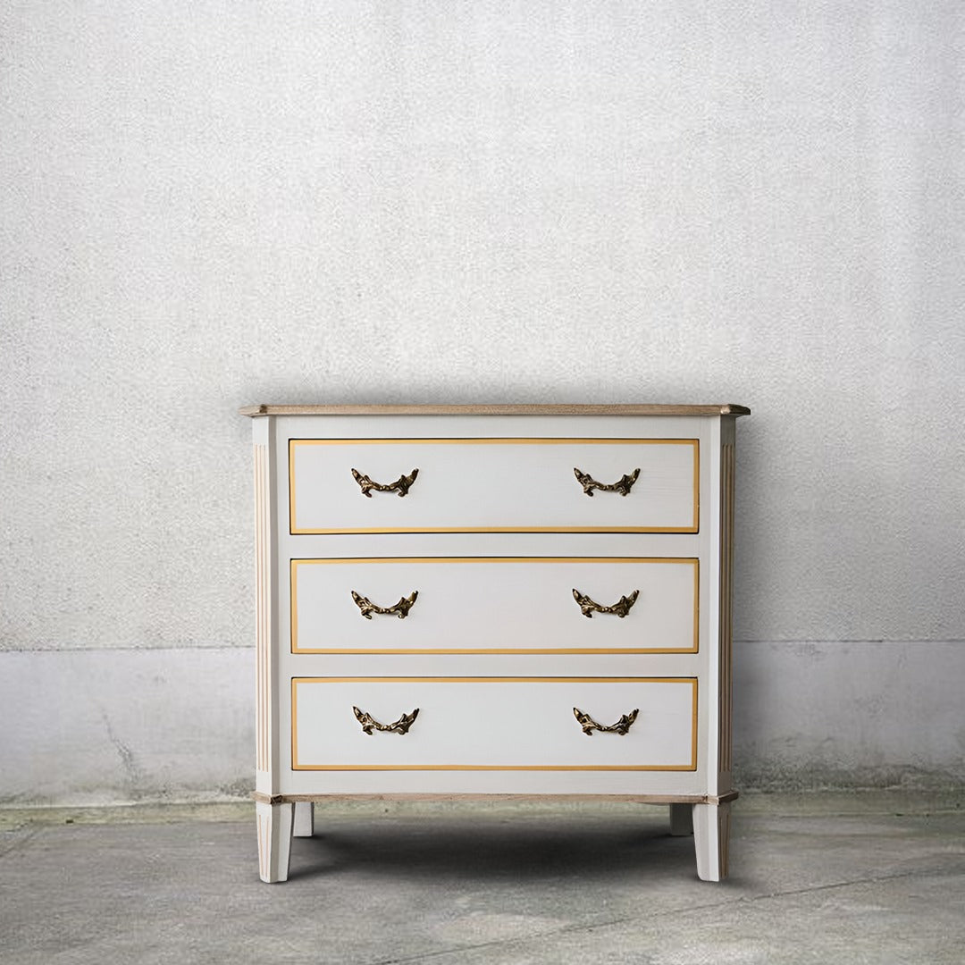 Handcrafted Wooden White Chest Of Drawer