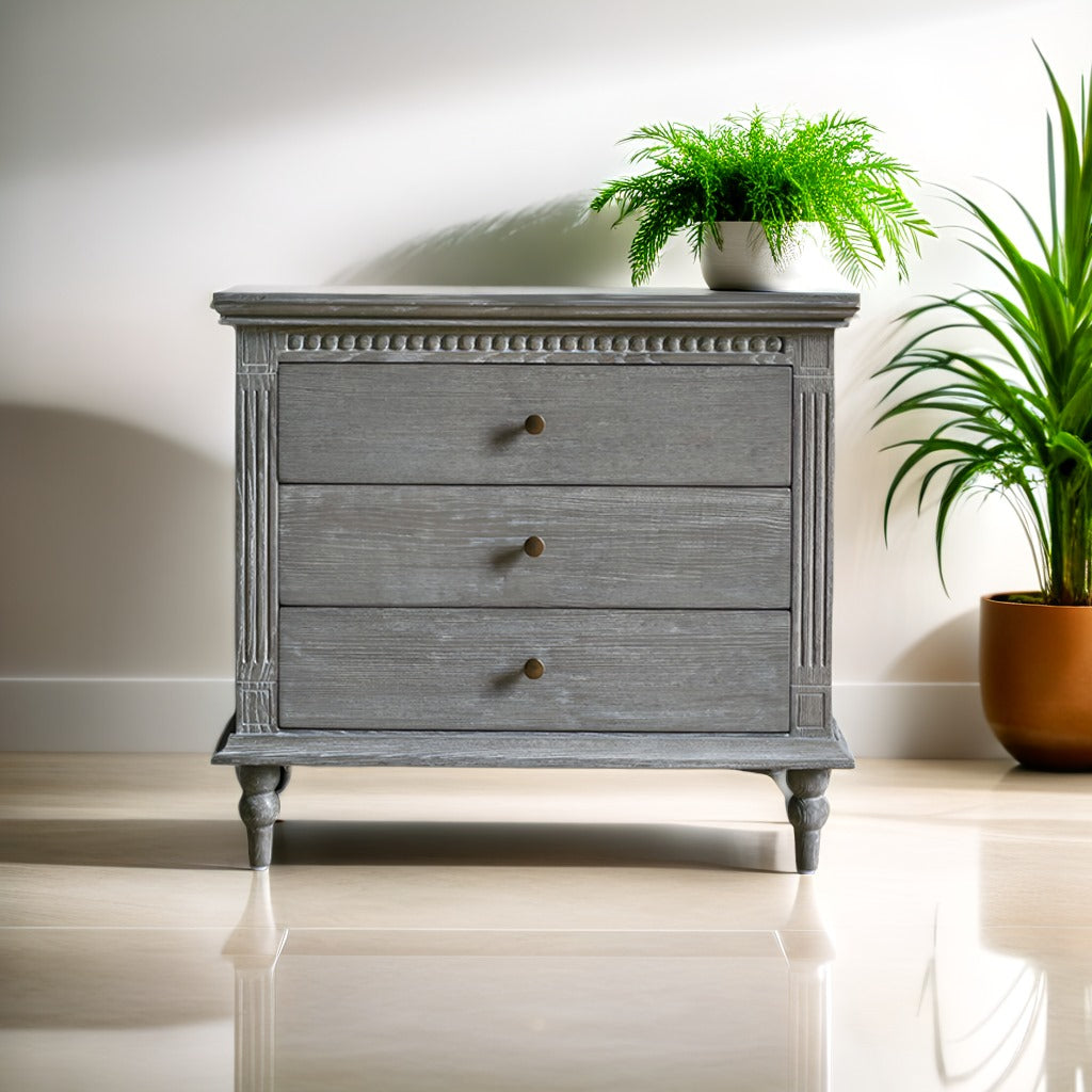 Handcrafted Wooden Grey Chest Of Drawer